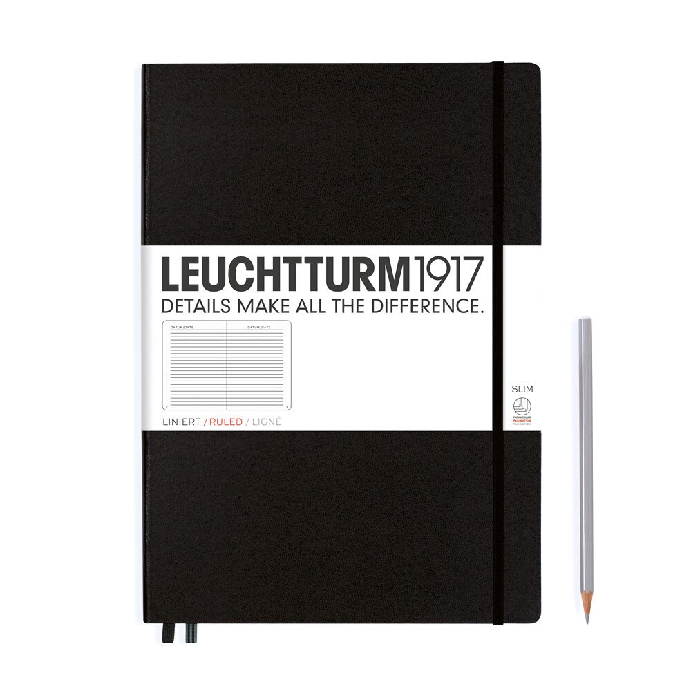 Leuchtturm 1917 Master Slim A4+ Hardcover Notebook 121ct – Black – Ruled